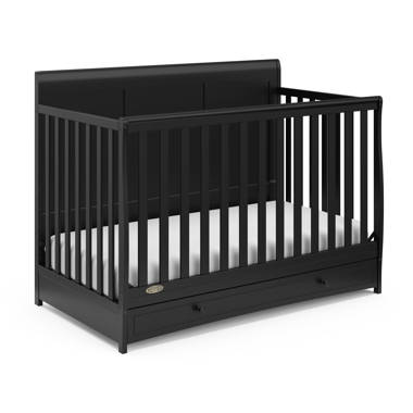 Black crib hot sale with drawers